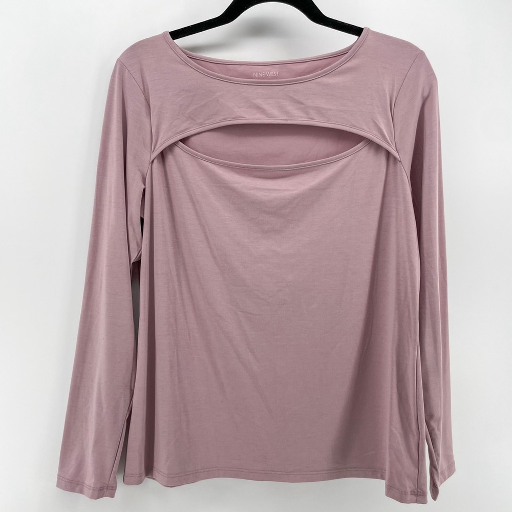 Nine West Blouse Mauve Pink Cutout Long Sleeves XL
